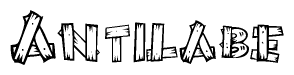 The clipart image shows the name Antilabe stylized to look like it is constructed out of separate wooden planks or boards, with each letter having wood grain and plank-like details.