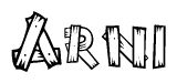 The clipart image shows the name Arni stylized to look like it is constructed out of separate wooden planks or boards, with each letter having wood grain and plank-like details.