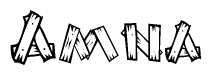 The clipart image shows the name Amna stylized to look like it is constructed out of separate wooden planks or boards, with each letter having wood grain and plank-like details.