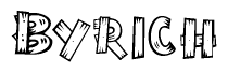 The clipart image shows the name Byrich stylized to look like it is constructed out of separate wooden planks or boards, with each letter having wood grain and plank-like details.