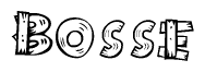 The clipart image shows the name Bosse stylized to look like it is constructed out of separate wooden planks or boards, with each letter having wood grain and plank-like details.