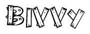 The clipart image shows the name Bivvy stylized to look like it is constructed out of separate wooden planks or boards, with each letter having wood grain and plank-like details.