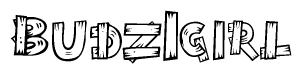 The clipart image shows the name Budz1girl stylized to look like it is constructed out of separate wooden planks or boards, with each letter having wood grain and plank-like details.