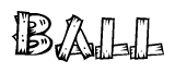 The clipart image shows the name Ball stylized to look like it is constructed out of separate wooden planks or boards, with each letter having wood grain and plank-like details.