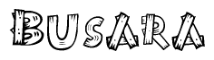 The clipart image shows the name Busara stylized to look like it is constructed out of separate wooden planks or boards, with each letter having wood grain and plank-like details.
