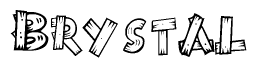 The clipart image shows the name Brystal stylized to look as if it has been constructed out of wooden planks or logs. Each letter is designed to resemble pieces of wood.