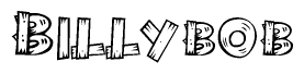 The clipart image shows the name Billybob stylized to look like it is constructed out of separate wooden planks or boards, with each letter having wood grain and plank-like details.