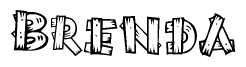 The image contains the name Brenda written in a decorative, stylized font with a hand-drawn appearance. The lines are made up of what appears to be planks of wood, which are nailed together