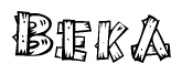 The clipart image shows the name Beka stylized to look as if it has been constructed out of wooden planks or logs. Each letter is designed to resemble pieces of wood.
