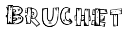 The clipart image shows the name Bruchet stylized to look as if it has been constructed out of wooden planks or logs. Each letter is designed to resemble pieces of wood.