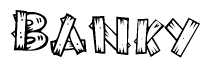 The clipart image shows the name Banky stylized to look as if it has been constructed out of wooden planks or logs. Each letter is designed to resemble pieces of wood.