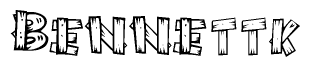 The image contains the name Bennettk written in a decorative, stylized font with a hand-drawn appearance. The lines are made up of what appears to be planks of wood, which are nailed together