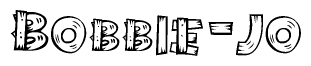 The clipart image shows the name Bobbie-jo stylized to look like it is constructed out of separate wooden planks or boards, with each letter having wood grain and plank-like details.