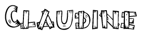 The image contains the name Claudine written in a decorative, stylized font with a hand-drawn appearance. The lines are made up of what appears to be planks of wood, which are nailed together
