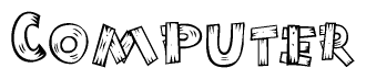 The clipart image shows the name Computer stylized to look as if it has been constructed out of wooden planks or logs. Each letter is designed to resemble pieces of wood.
