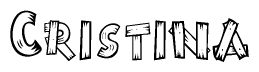 The clipart image shows the name Cristina stylized to look like it is constructed out of separate wooden planks or boards, with each letter having wood grain and plank-like details.