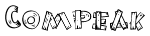 The clipart image shows the name Compeak stylized to look like it is constructed out of separate wooden planks or boards, with each letter having wood grain and plank-like details.