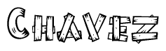 The clipart image shows the name Chavez stylized to look like it is constructed out of separate wooden planks or boards, with each letter having wood grain and plank-like details.