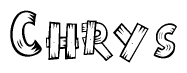 The clipart image shows the name Chrys stylized to look like it is constructed out of separate wooden planks or boards, with each letter having wood grain and plank-like details.
