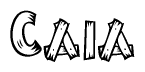 The clipart image shows the name Caia stylized to look as if it has been constructed out of wooden planks or logs. Each letter is designed to resemble pieces of wood.