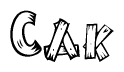 The clipart image shows the name Cak stylized to look like it is constructed out of separate wooden planks or boards, with each letter having wood grain and plank-like details.