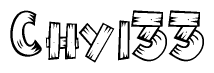 The clipart image shows the name Chyi33 stylized to look as if it has been constructed out of wooden planks or logs. Each letter is designed to resemble pieces of wood.