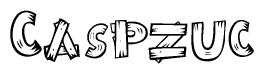 The clipart image shows the name Caspzuc stylized to look like it is constructed out of separate wooden planks or boards, with each letter having wood grain and plank-like details.