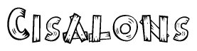 The clipart image shows the name Cisalons stylized to look as if it has been constructed out of wooden planks or logs. Each letter is designed to resemble pieces of wood.