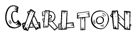 The clipart image shows the name Carlton stylized to look as if it has been constructed out of wooden planks or logs. Each letter is designed to resemble pieces of wood.