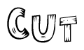 The clipart image shows the name Cut stylized to look like it is constructed out of separate wooden planks or boards, with each letter having wood grain and plank-like details.