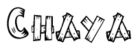 The clipart image shows the name Chaya stylized to look like it is constructed out of separate wooden planks or boards, with each letter having wood grain and plank-like details.