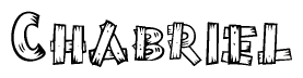 The clipart image shows the name Chabriel stylized to look like it is constructed out of separate wooden planks or boards, with each letter having wood grain and plank-like details.