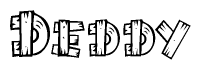 The clipart image shows the name Deddy stylized to look like it is constructed out of separate wooden planks or boards, with each letter having wood grain and plank-like details.