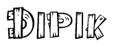 The clipart image shows the name Dipik stylized to look as if it has been constructed out of wooden planks or logs. Each letter is designed to resemble pieces of wood.