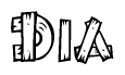 The clipart image shows the name Dia stylized to look like it is constructed out of separate wooden planks or boards, with each letter having wood grain and plank-like details.