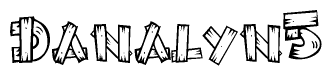 The clipart image shows the name Danalyn5 stylized to look like it is constructed out of separate wooden planks or boards, with each letter having wood grain and plank-like details.