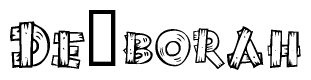 The clipart image shows the name De borah stylized to look as if it has been constructed out of wooden planks or logs. Each letter is designed to resemble pieces of wood.
