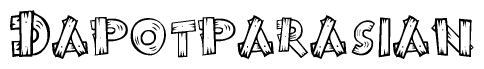 The clipart image shows the name Dapotparasian stylized to look like it is constructed out of separate wooden planks or boards, with each letter having wood grain and plank-like details.