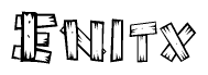 The clipart image shows the name Enitx stylized to look as if it has been constructed out of wooden planks or logs. Each letter is designed to resemble pieces of wood.