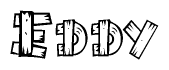 The clipart image shows the name Eddy stylized to look as if it has been constructed out of wooden planks or logs. Each letter is designed to resemble pieces of wood.