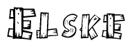 The clipart image shows the name Elske stylized to look as if it has been constructed out of wooden planks or logs. Each letter is designed to resemble pieces of wood.