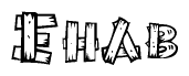 The clipart image shows the name Ehab stylized to look as if it has been constructed out of wooden planks or logs. Each letter is designed to resemble pieces of wood.