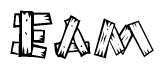 The clipart image shows the name Eam stylized to look as if it has been constructed out of wooden planks or logs. Each letter is designed to resemble pieces of wood.