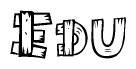 The clipart image shows the name Edu stylized to look like it is constructed out of separate wooden planks or boards, with each letter having wood grain and plank-like details.