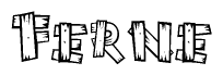 The clipart image shows the name Ferne stylized to look as if it has been constructed out of wooden planks or logs. Each letter is designed to resemble pieces of wood.