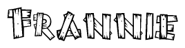 The clipart image shows the name Frannie stylized to look like it is constructed out of separate wooden planks or boards, with each letter having wood grain and plank-like details.