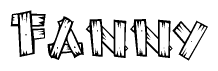 The image contains the name Fanny written in a decorative, stylized font with a hand-drawn appearance. The lines are made up of what appears to be planks of wood, which are nailed together