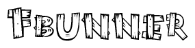 The clipart image shows the name Fbunner stylized to look as if it has been constructed out of wooden planks or logs. Each letter is designed to resemble pieces of wood.