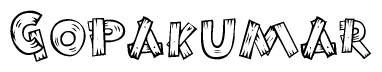 The clipart image shows the name Gopakumar stylized to look like it is constructed out of separate wooden planks or boards, with each letter having wood grain and plank-like details.