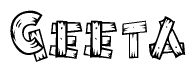 The clipart image shows the name Geeta stylized to look as if it has been constructed out of wooden planks or logs. Each letter is designed to resemble pieces of wood.